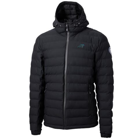 Men's Cutter & Buck Black Carolina Panthers Mission Ridge Repreve Full-Zip Puffer Jacket