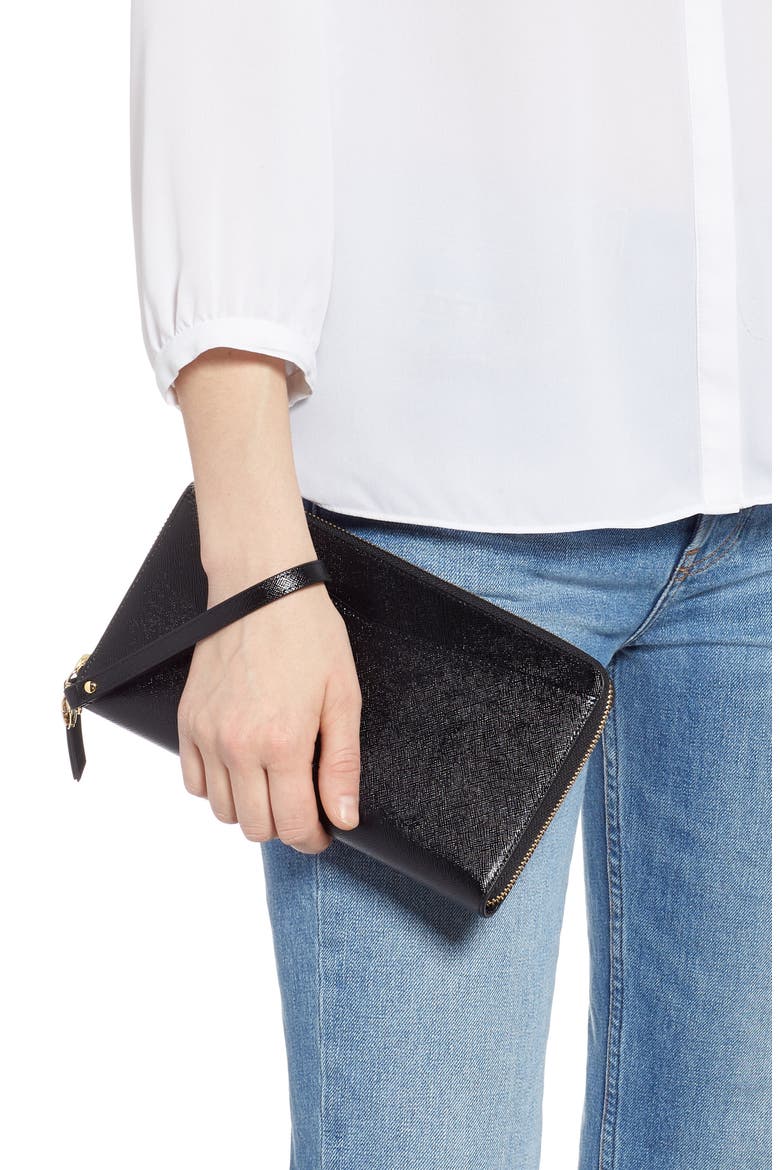 Leather Travel Organizer, Alternate, color, BLACK
