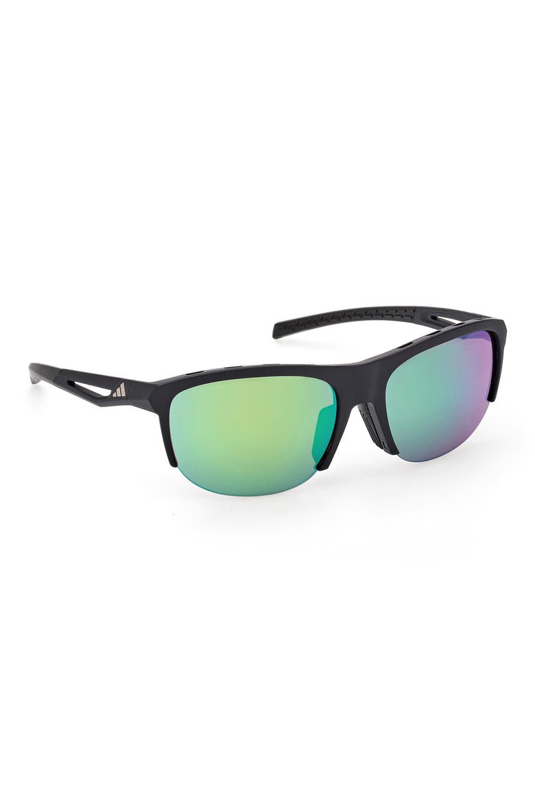 66mm Navigator Sunglasses, Alternate, color, MATTE BLACK / GREEN MIRROR