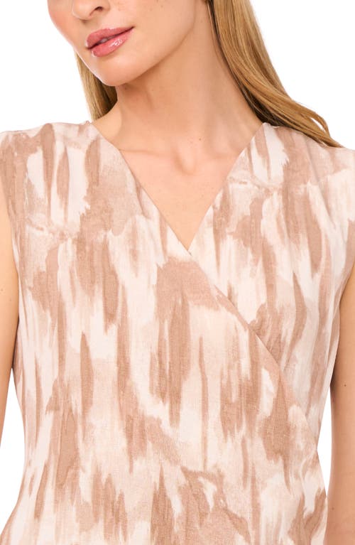 Halogen ® Gauze Textured Faux Wrap Top In Oxford Tan Marble