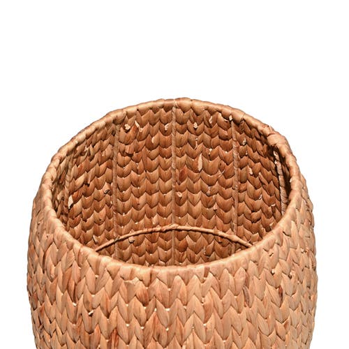 Happimess Colt Coastal Bohemian Handwoven Hyacinth Barrel Storage Stool With Lid In Natural