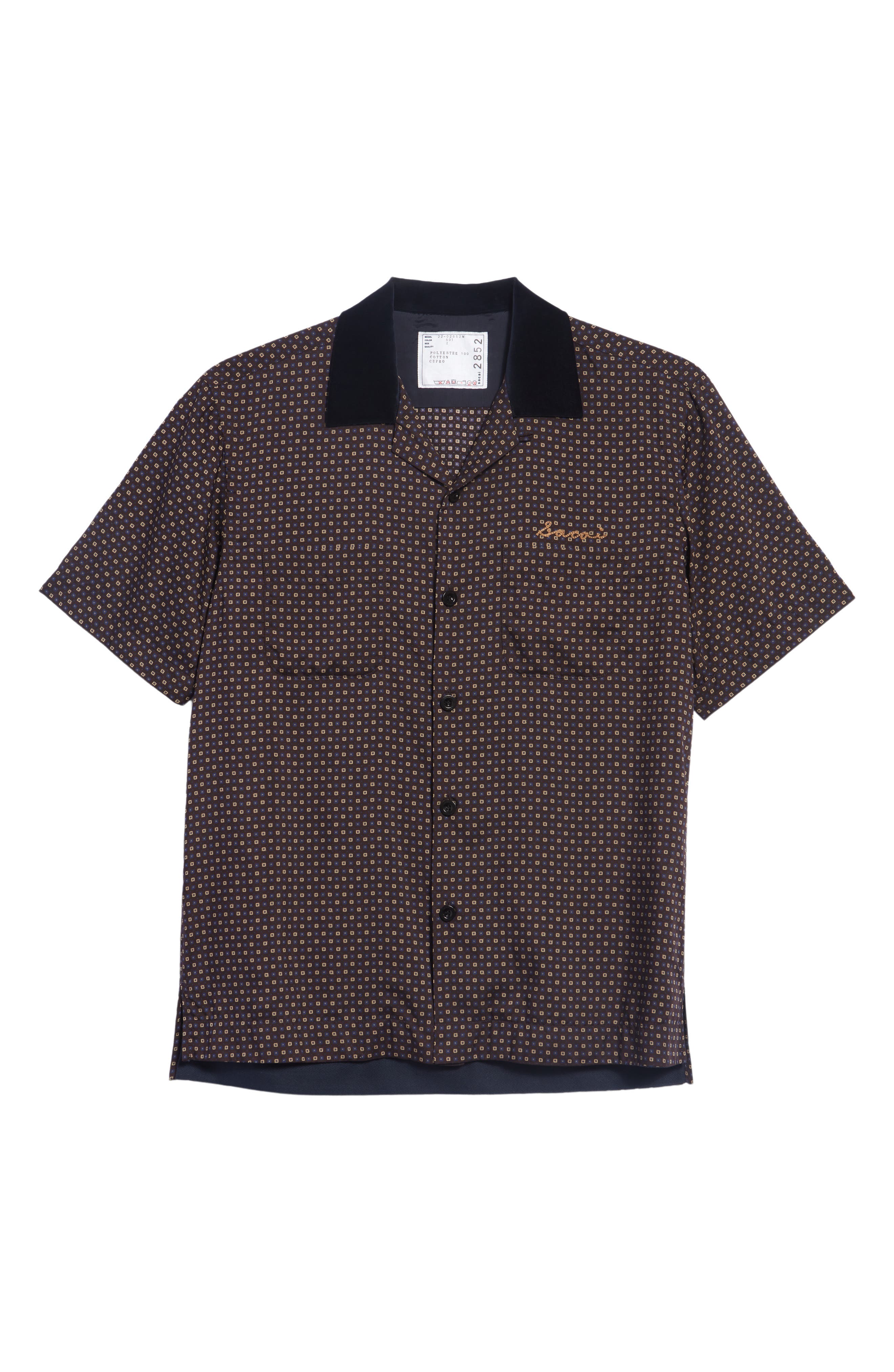 Sacai Komon Medallion Print Embroidered Bowling Shirt (Men