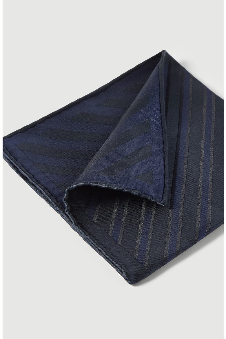 Regimental stripe silk pocket square, Alternate, color, Navy Blue