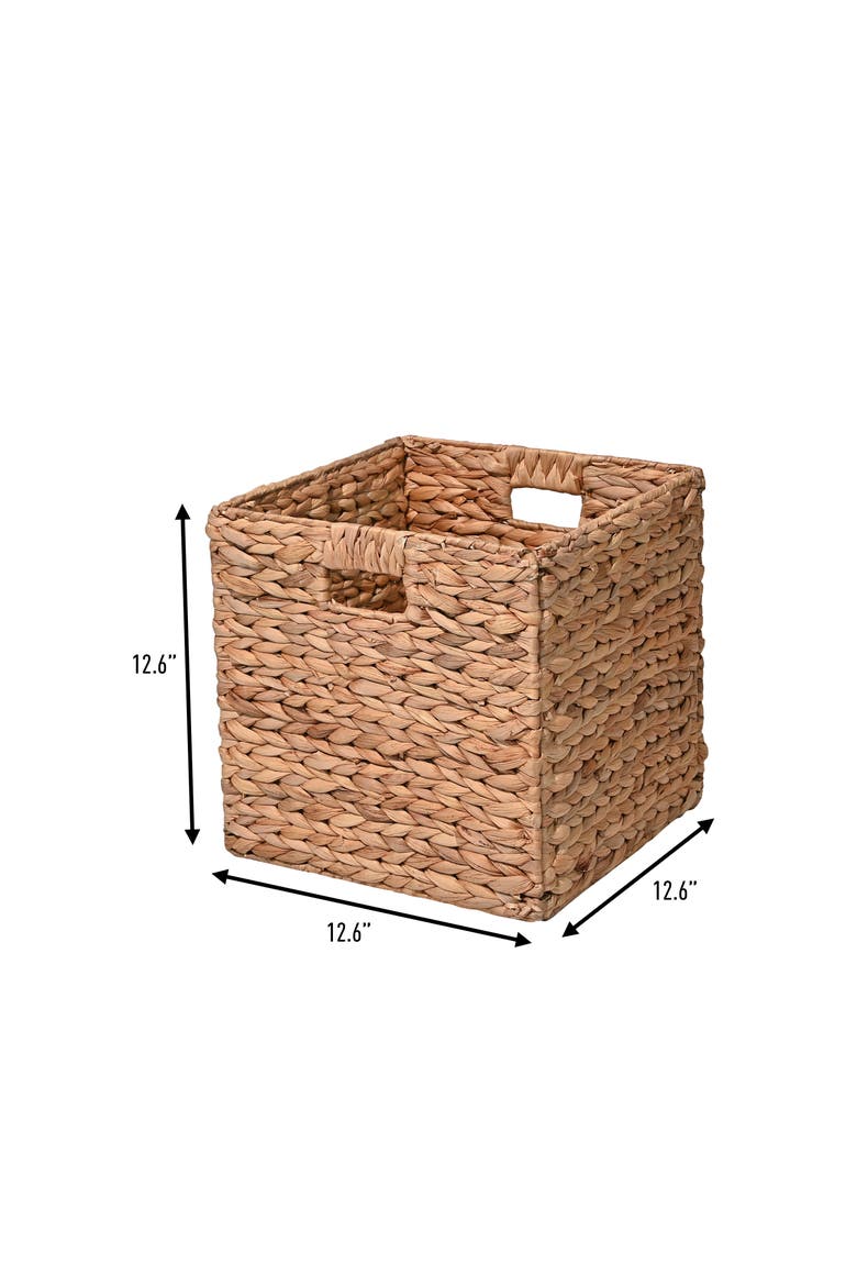 Bryce Classic Farmhouse Handwoven Hyacinth Collapsible Storage Cube Baskets with Handles,, Alternate, color, Natural