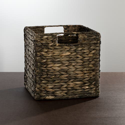 Mdesign Woven Hyacinth Kitchen Basket Organizer With Handles In Black