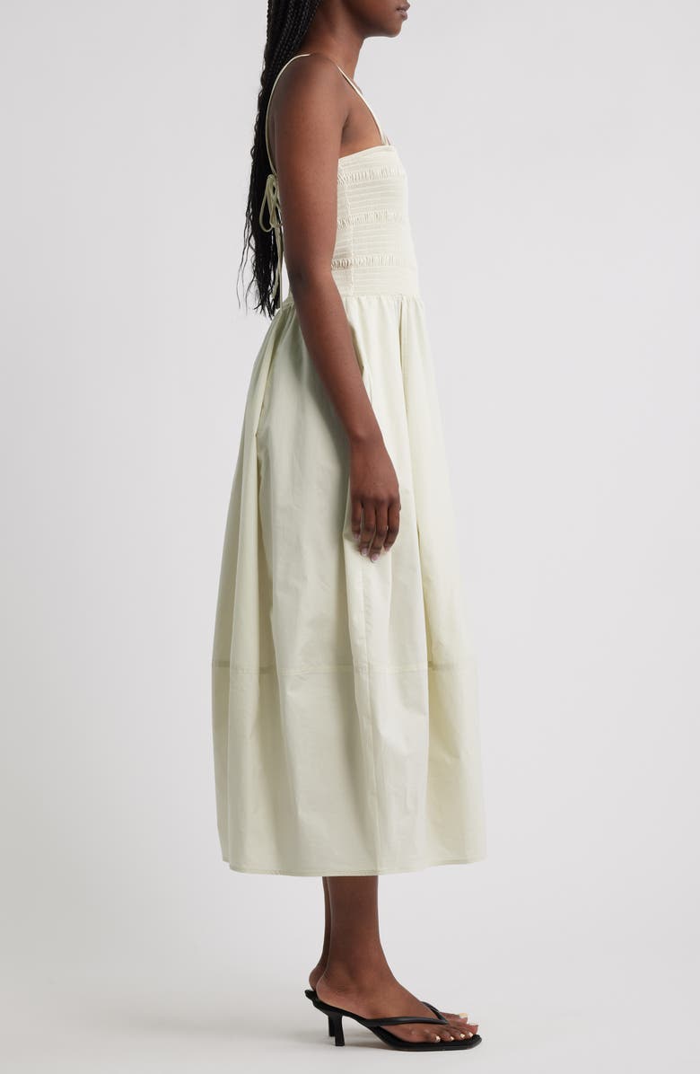 COS Smocked Cotton Midi Dress, Alternate, color, Green Dusty Light