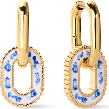 ana luisa◆エナメルダブルフープピアス*ASH DOUBLE MARBLE Ana Luisa Double Hoop Earrings - Ash Double Marble Blue