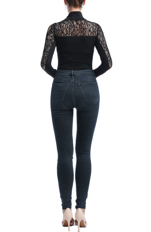 Kimi & Kai Gem Lace Mock Neck Bodysuit In Black