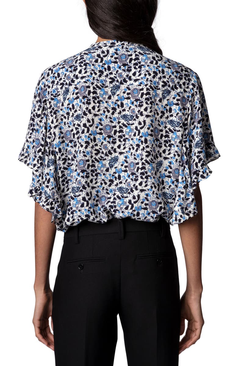 Zadig & Voltaire Tafi Floral Button Front Blouse, Alternate, color, 