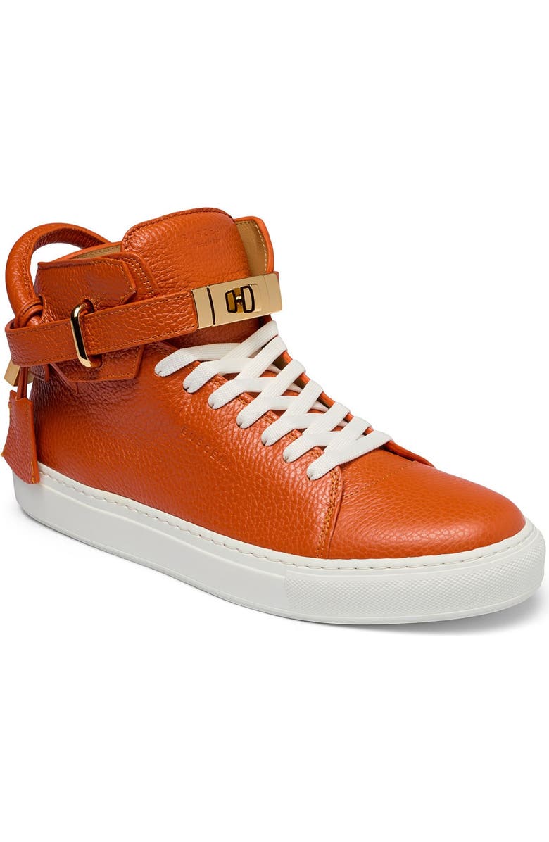 Buscemi 100mm High Top Sneaker, Main, color, Orange/ White