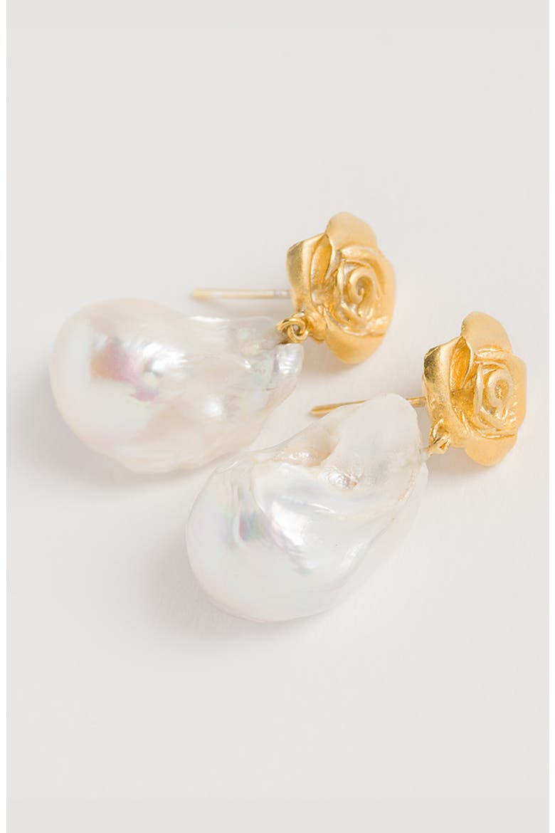 Rose Baroque Pearl Drops, Alternate, color, Gold