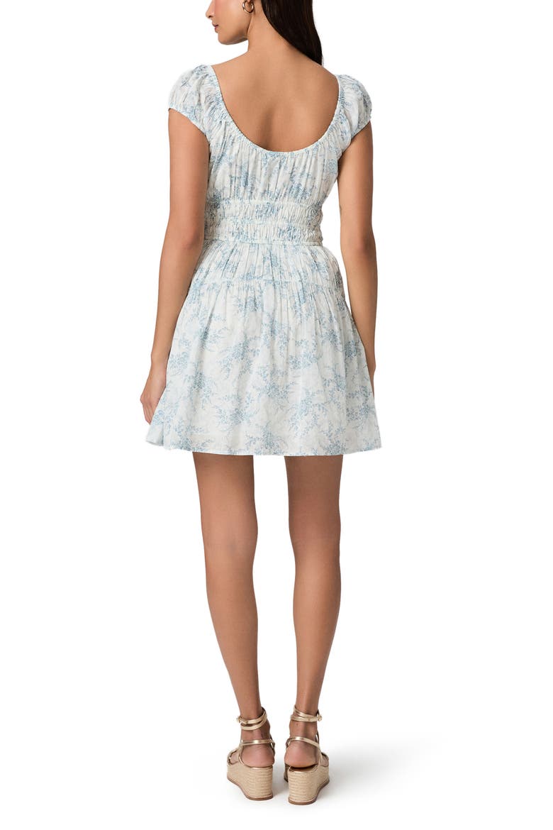 Rosewood Shirred Bodice Cotton Mini Sundress, Alternate, color, WHITE / SURF