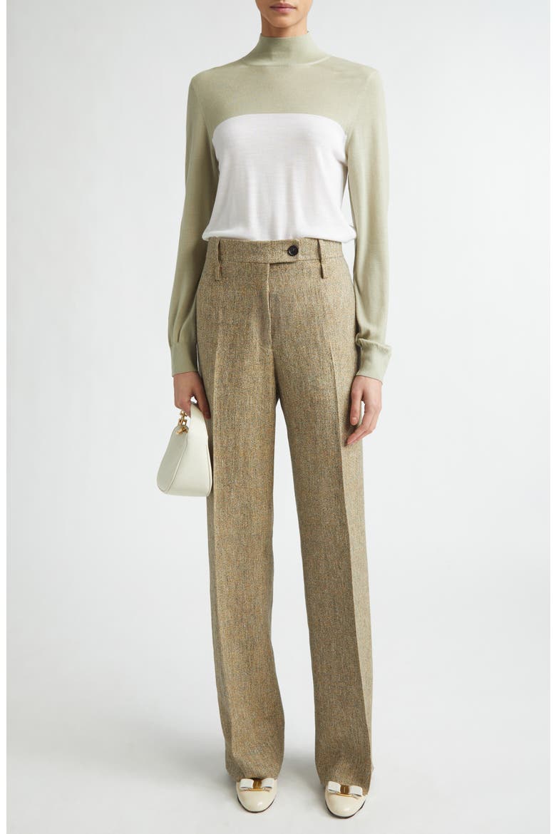 Two-Tone Wool Turtleneck Sweater, Alternate, color, WHITE/ SAGE