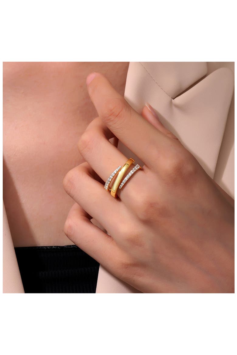 Two-Tone Simulated Diamond Wrap Ring, Alternate, color, WHITE
