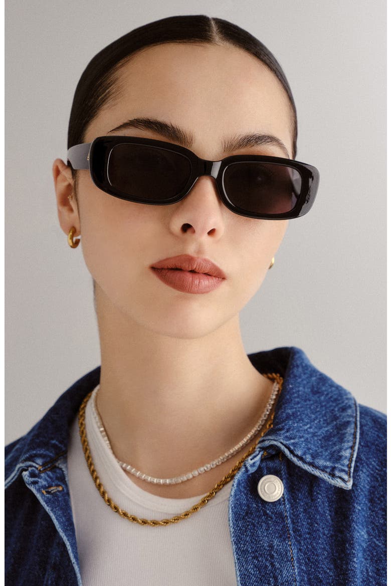 Ceres 51mm Rectangular Sunglasses, Alternate, color, BLACK / SMOKE MONO