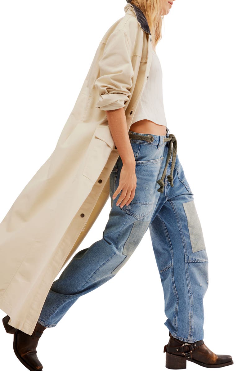 Free People We the Free Moxie Barrel Jeans, Alternate, color, Truest Blue