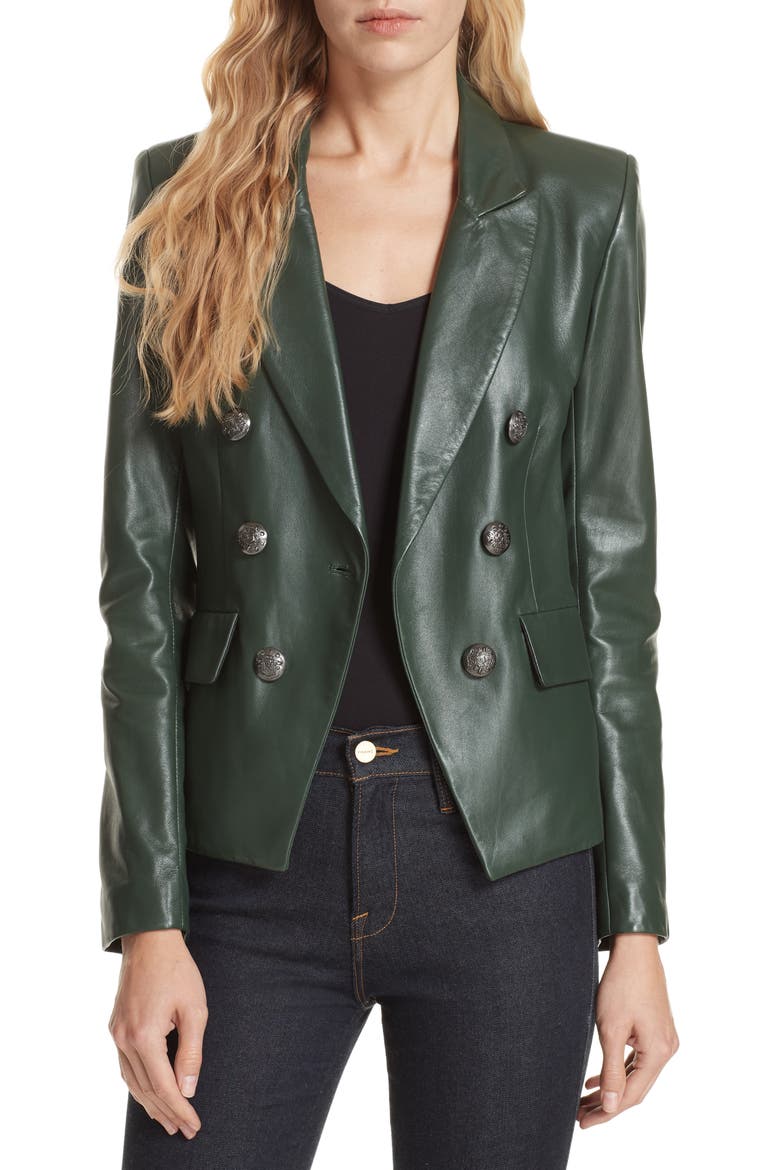 Cooke Leather Dickey Jacket, Main, color, DARK GREEN