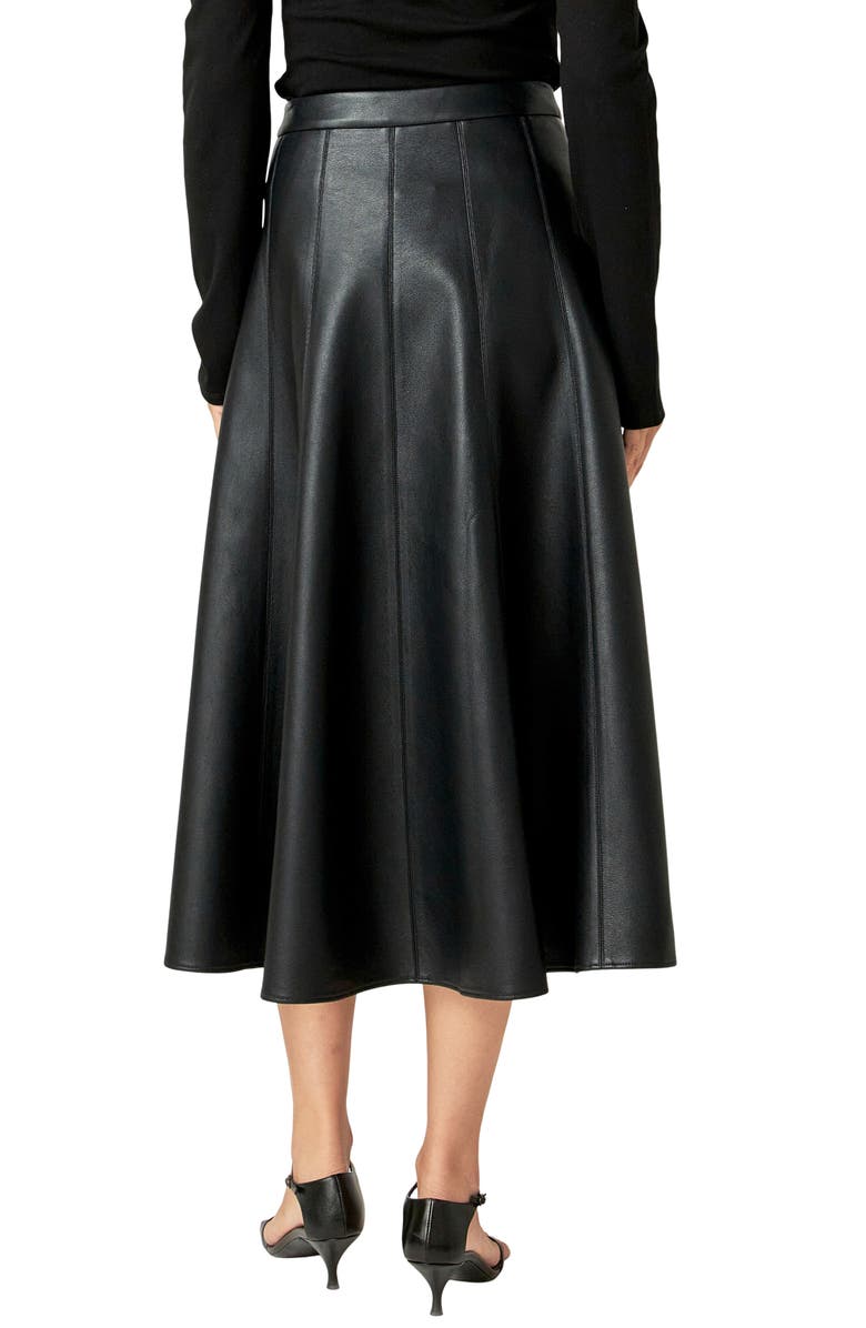 English Factory Faux Leather Midi Flare Skirt, Alternate, color, 
