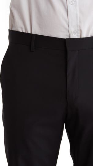 Huge Genius Black Solid Two-Button Notch Lapel Wool Suit