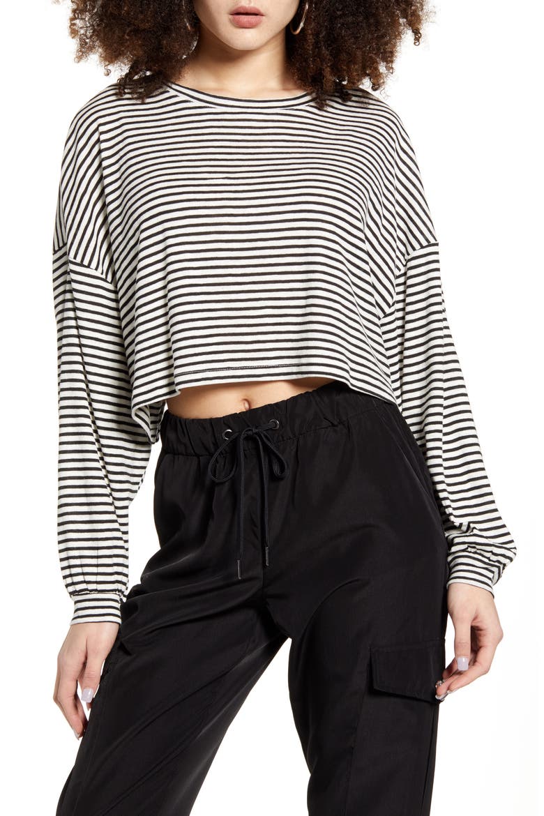 Gloria Crop Top, Main, color, BLACK CD STRIPES