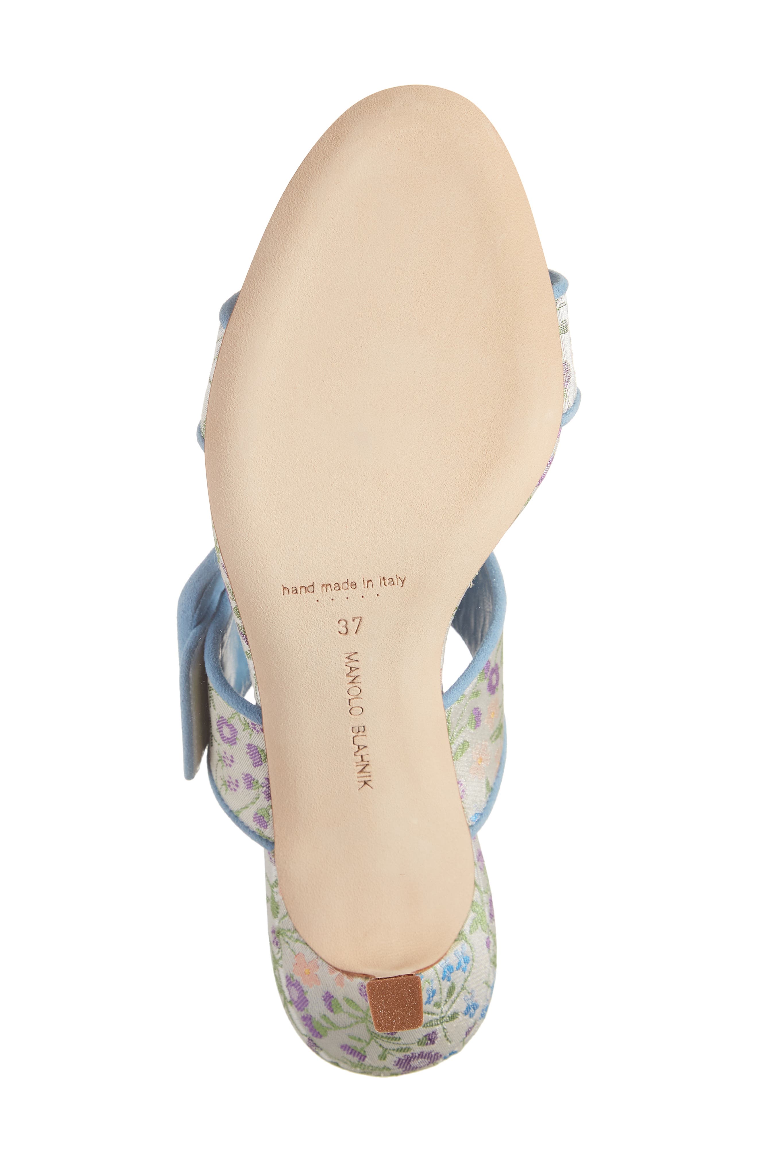 Manolo Blahnik Gamble Floral Sandal, Alternate, color, Blue/ Ivory Multi