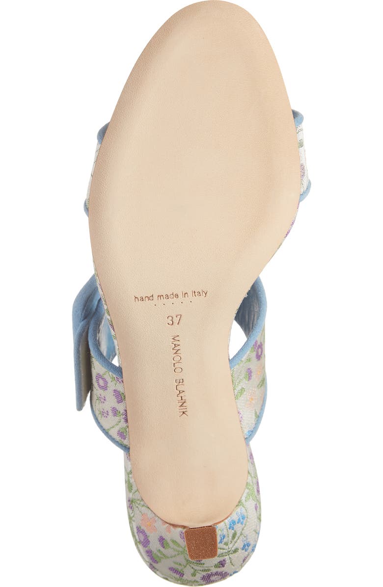 Manolo Blahnik Gamble Floral Sandal, Alternate, color, Blue/ Ivory Multi