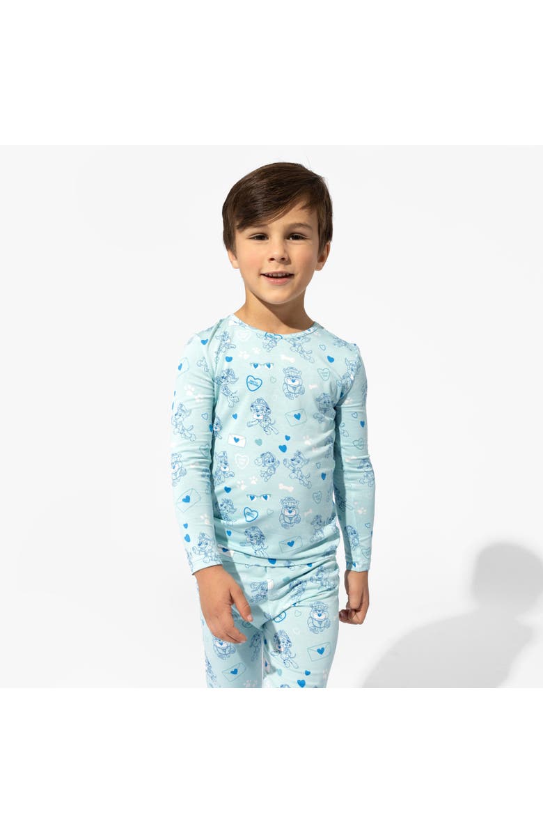 Bellabu Bear Kids' PAW Valentine Blue Set of 2 Piece Pajamas, Alternate, color, Paw Valentine Blue