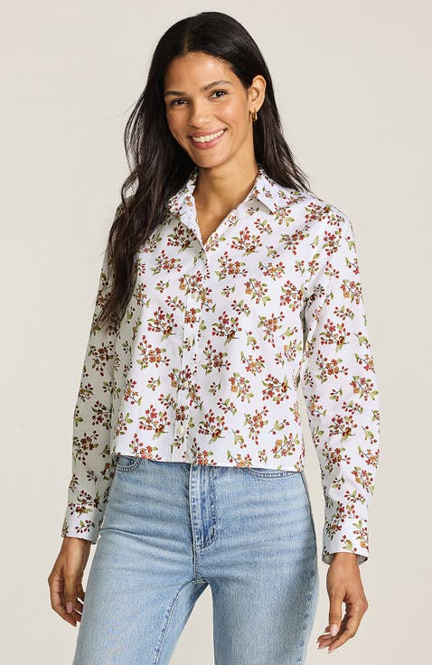 No Iron Boxy Cropped Shirt
