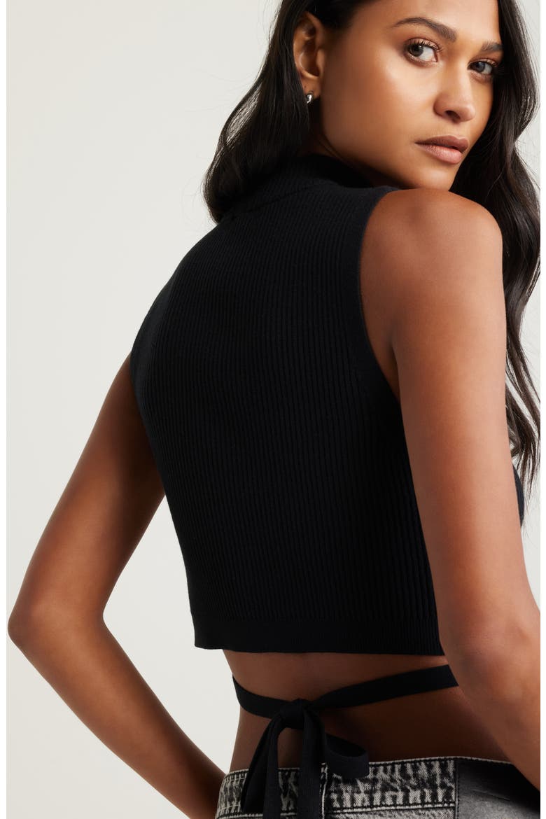 Luxe Sculpt Tie Back Top, Alternate, color, BLACK