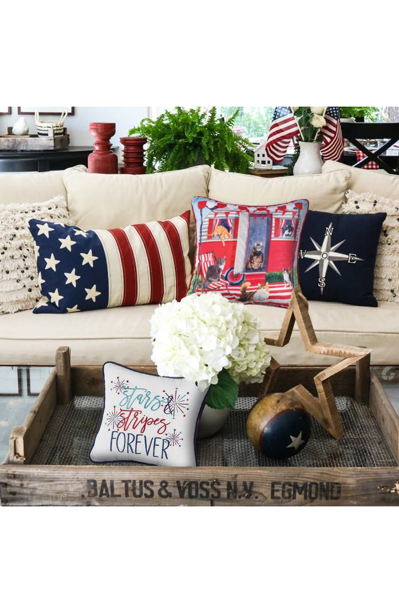 C&F Home Cat Caravan Cotton Blend HD Printed Accent Throw Pillow 18" x 18", Alternate, color, Red