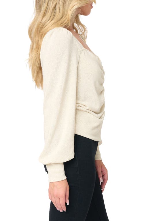 Gibsonlook V-neck Ruched Knit Top In Neutral