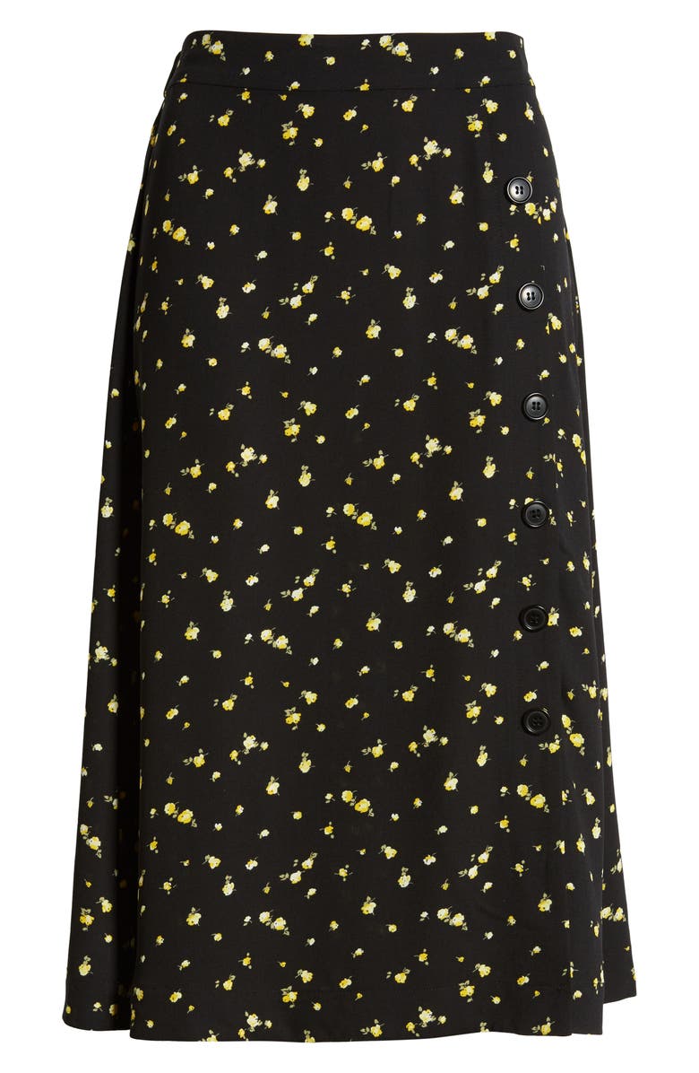 BP. Floral Side Button Midi Skirt, Alternate, color, 