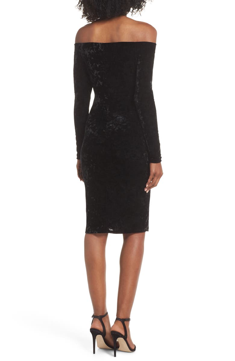 Eliza J Off the Shoulder Velvet Sheath Dress, Alternate, color,