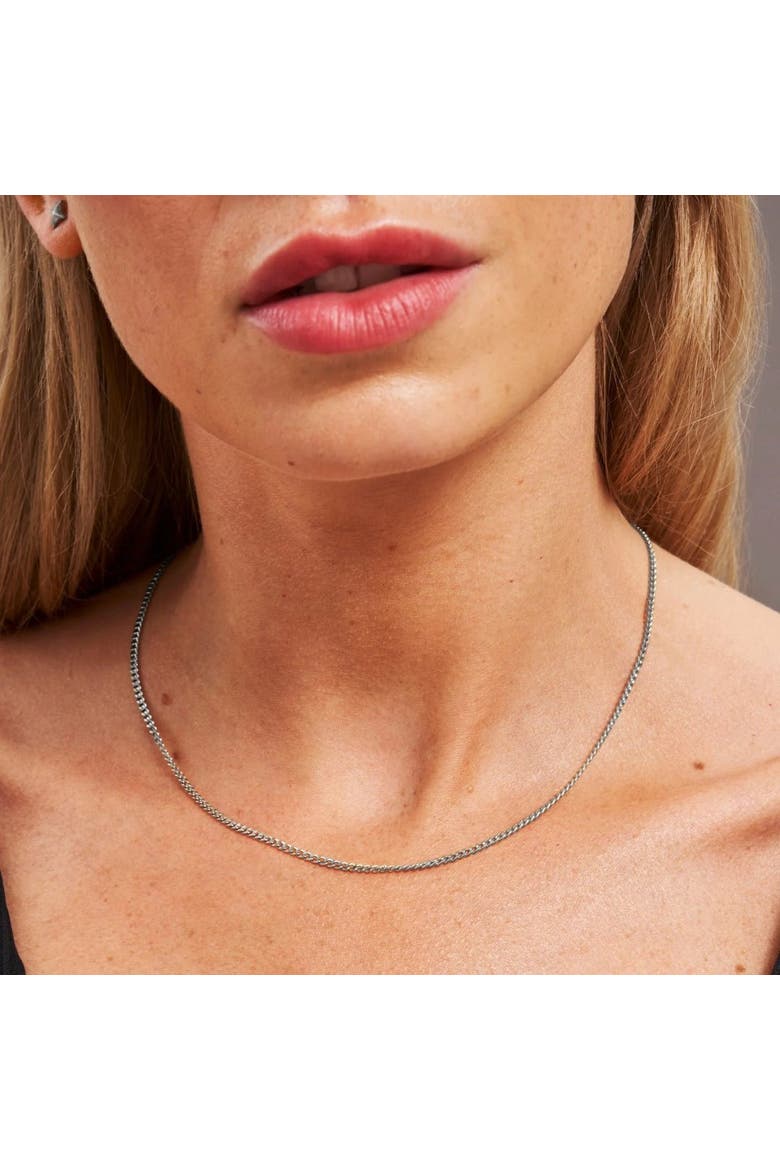 Diamond Cut Curb Chain Necklace, Alternate, color, Platinum