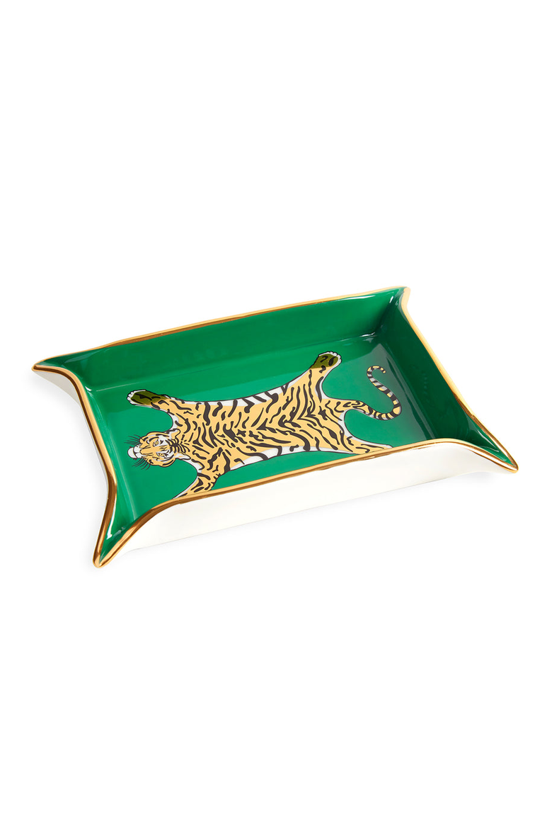 Tiger Valet Tray, Alternate, color, Green / Gold
