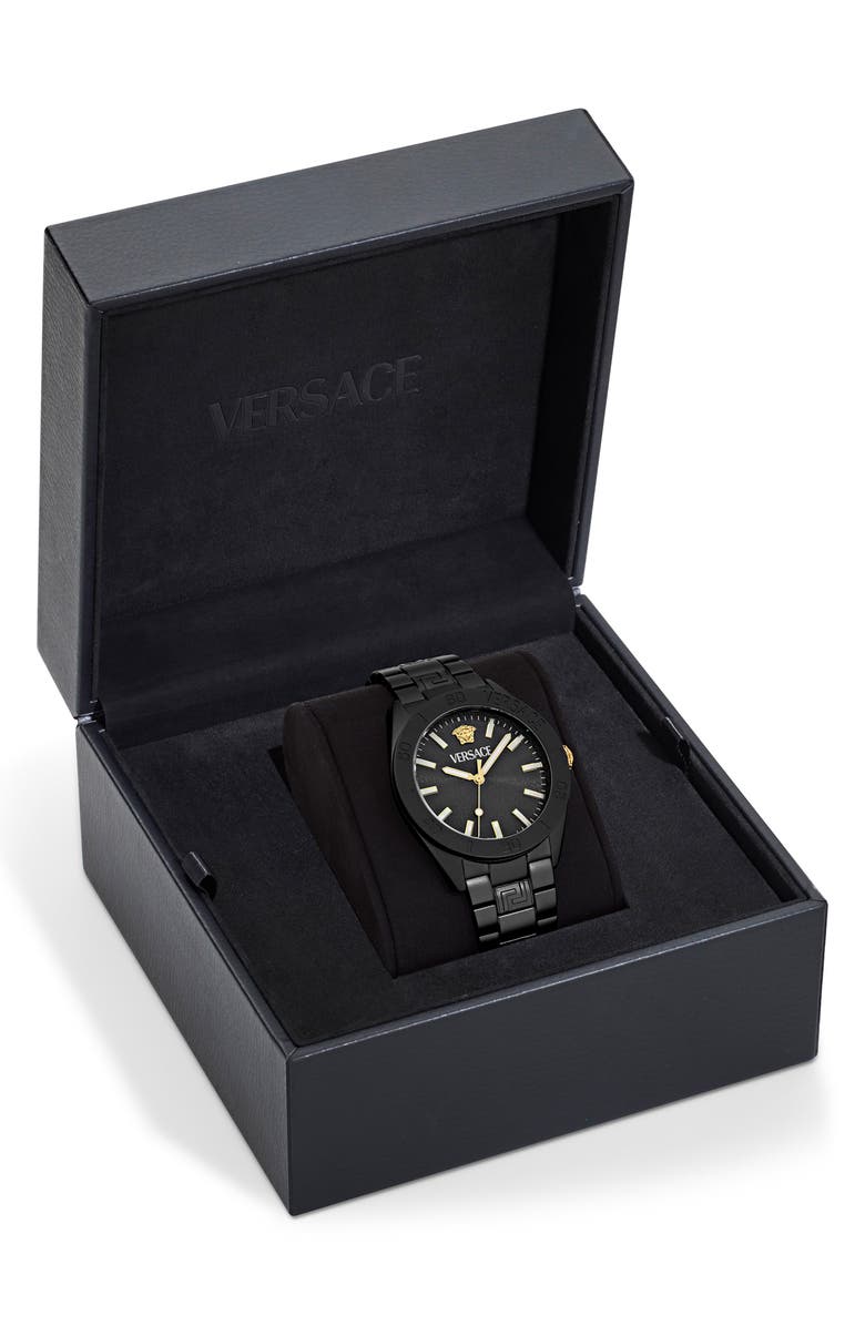 Versace V-Dome Bracelet Watch, 42mm, Alternate, color, Black