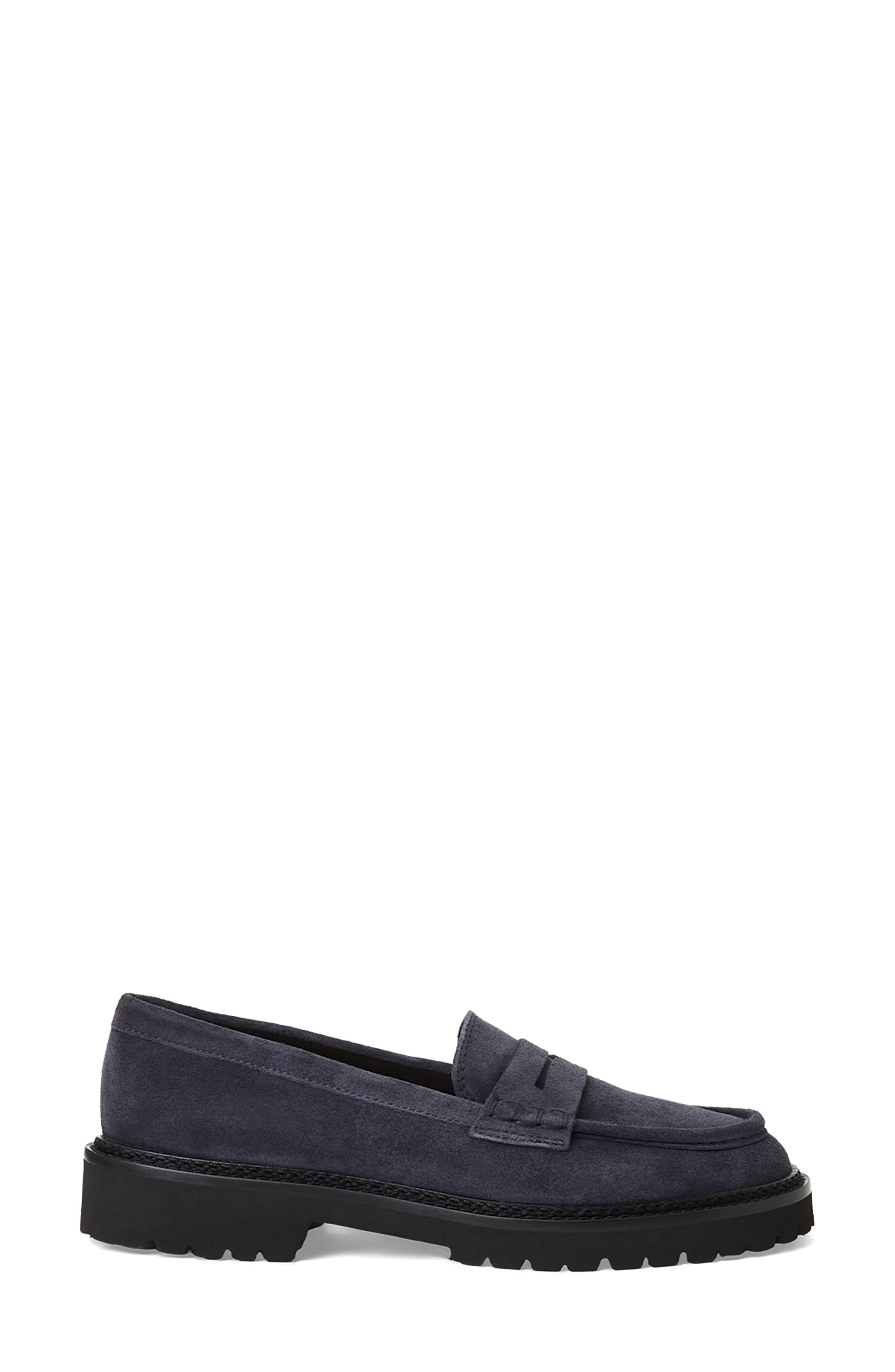 Merry Waterproof Lug Sole Penny Loafer, Alternate, color, NAVY SUEDE