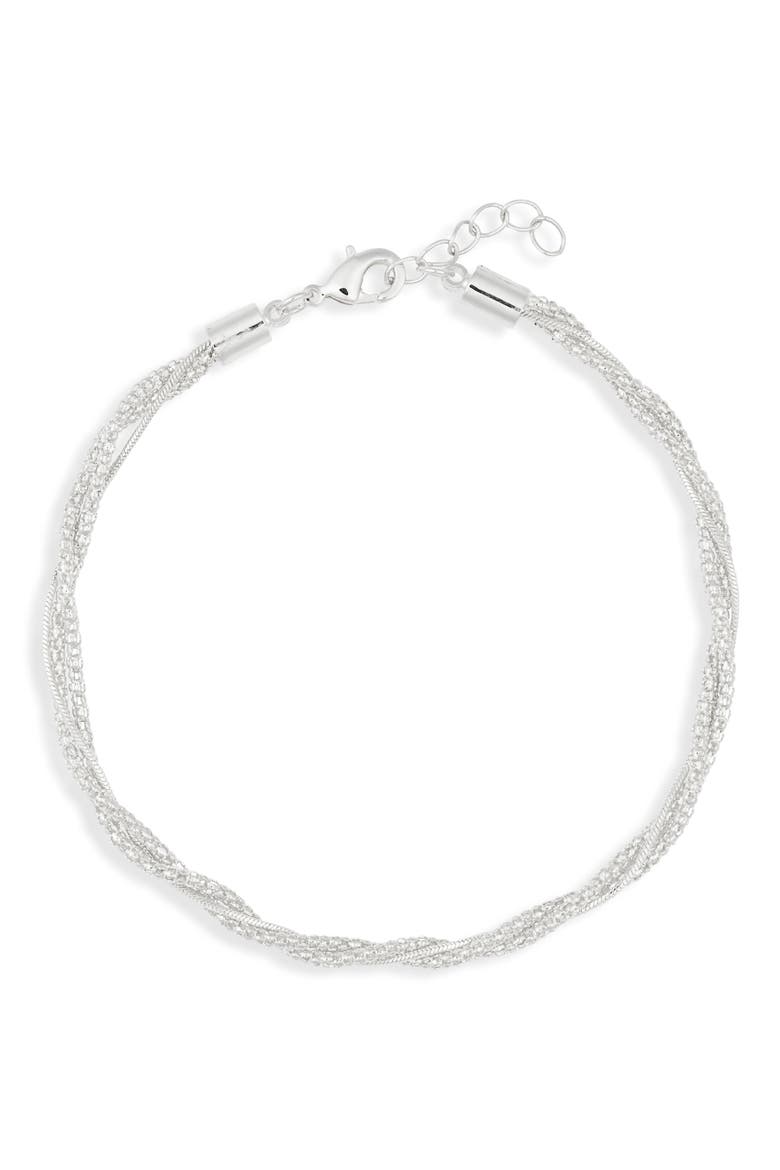 Demi Fine Twisted Multichain Anklet, Main, color, SILVER