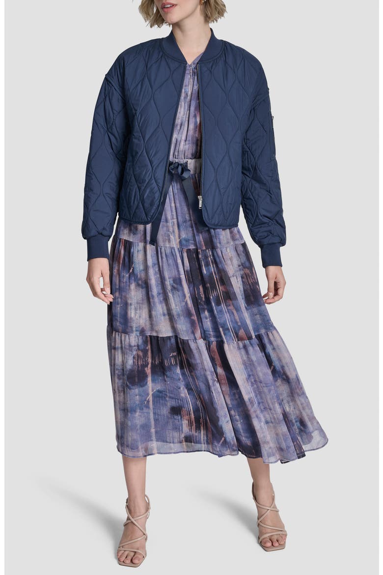Quilted Bomber Jacket, Alternate, color, HUDSON BLUE