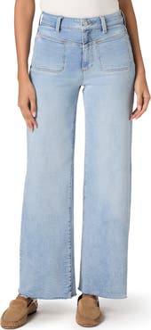 PAIGE Anessa Raw Hem High Waist Wide Leg Jeans