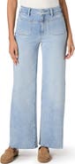 PAIGE Anessa Raw Hem High Waist Wide Leg Jeans