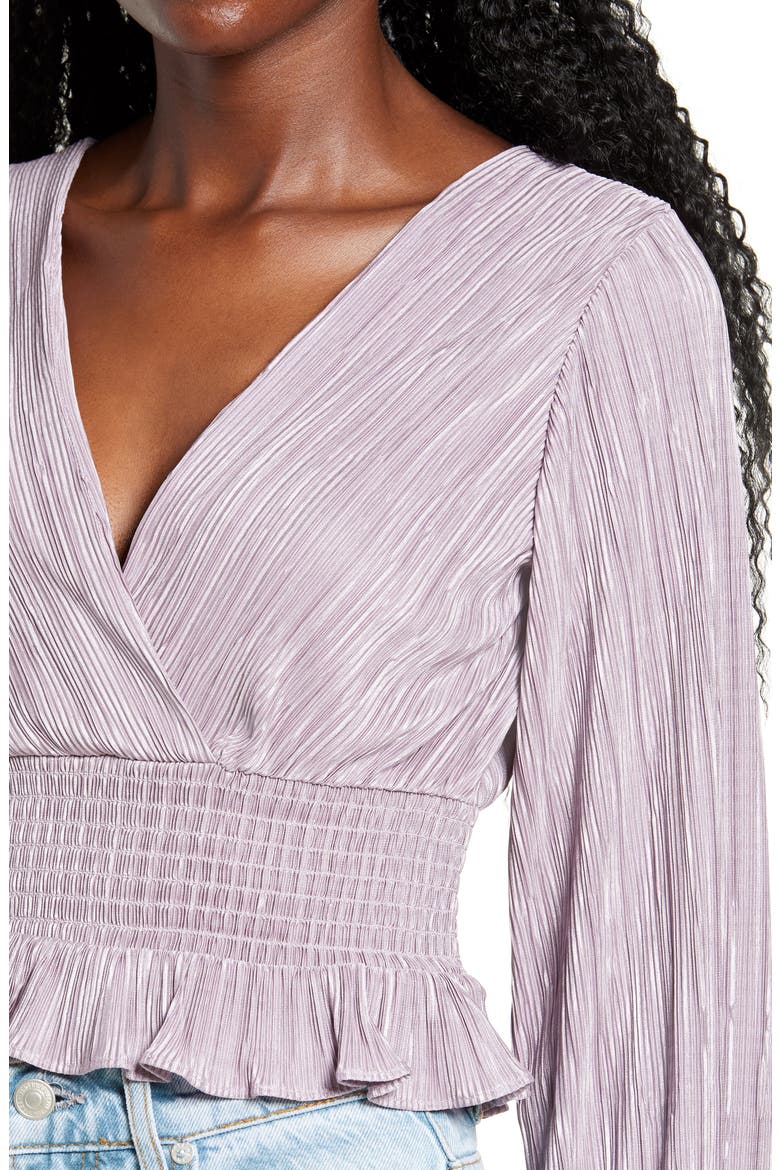 Plissé Smocked Top, Alternate, color, PURPLE PEACE