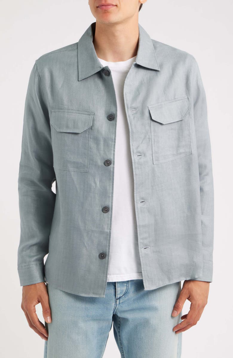 Reiss Polasio Linen Overshirt, Main, color, Teal Blue