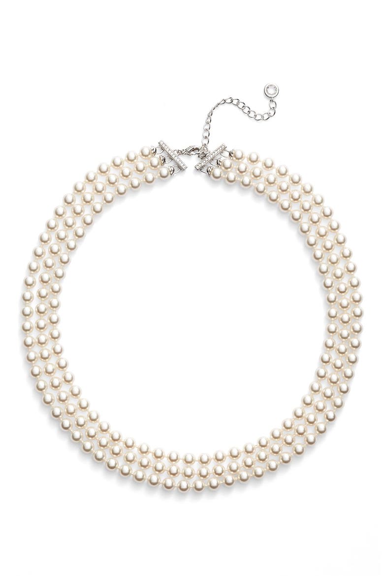 Multistrand Imitation Pearl Necklace, Alternate, color, IVORY