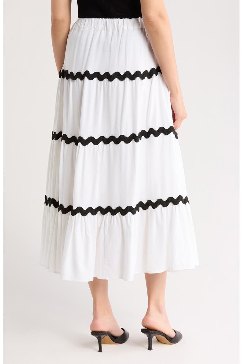 Roye Rickrack Tiered Skirt, Alternate, color, WHITE/BLACK