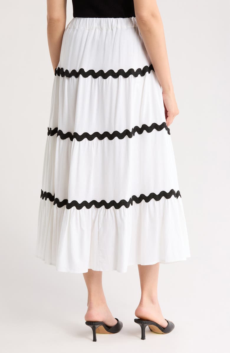 BY DESIGN Roye Rickrack Tiered Skirt, Alternate, color, White/ Black