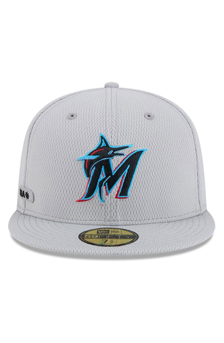 New Era Men's New Era Gray Miami Marlins 2025 MLB Clubhouse 59FIFTY Fitted Hat, Alternate, color, 