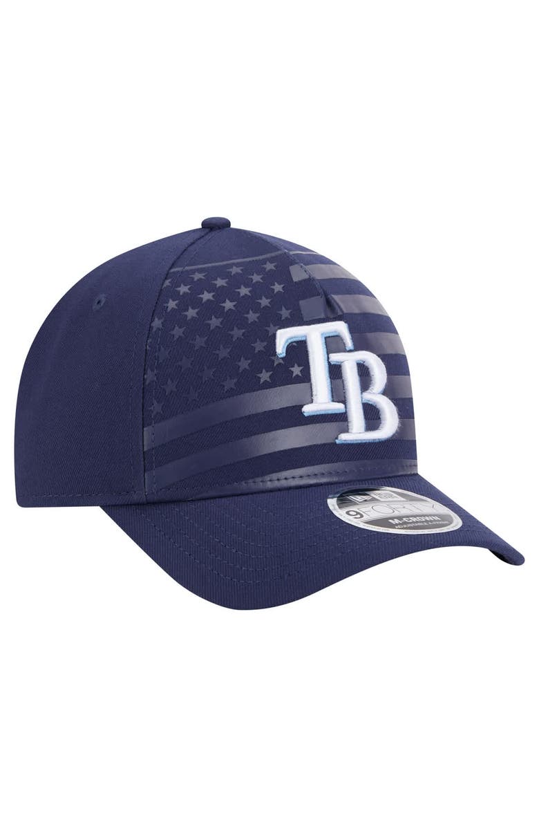 New Era Men's New Era Navy Tampa Bay Rays American Flag 9FORTY M-Crown A-Frame Adjustable Hat, Alternate, color, Navy