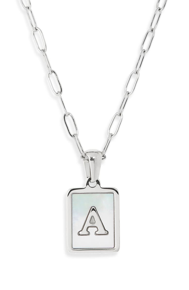 THE SIS KISS Ocean Drive Initial Pendant Necklace, Main, color, Silver A