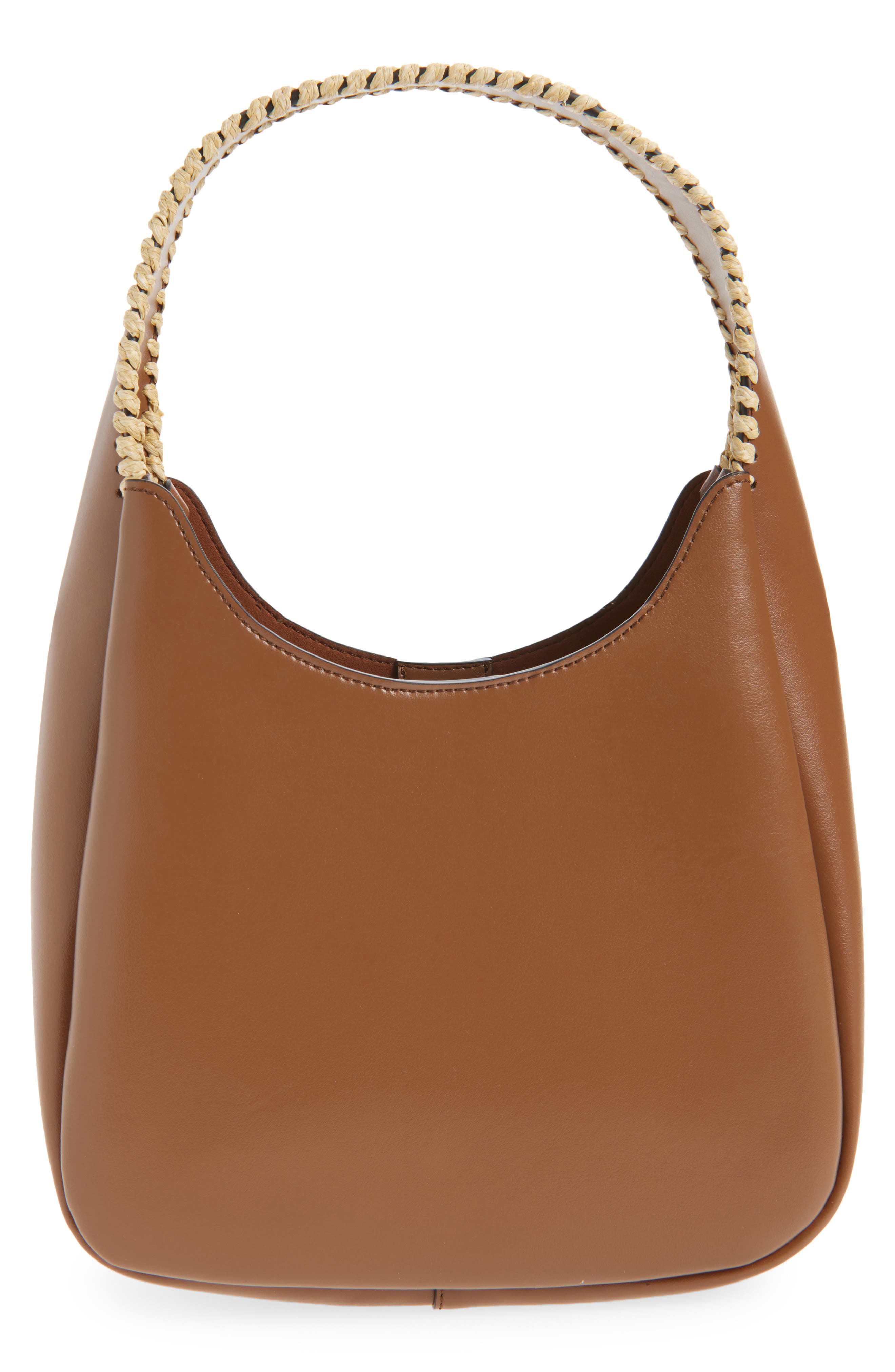 Stella McCartney Small Raffia Trim Hobo Bag, Alternate, color, Tan